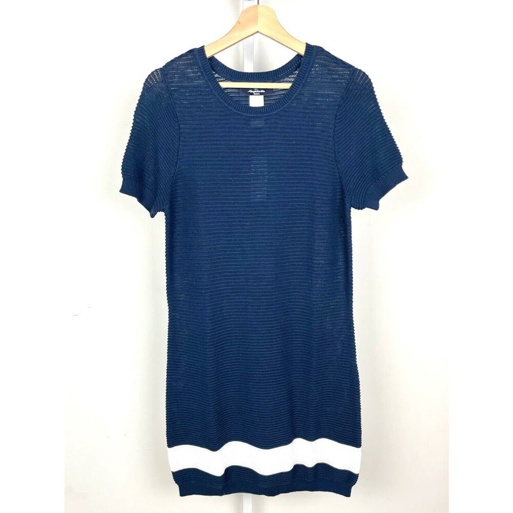 NWT MARGARITAVILLE M Swim Short Sleeve Knit Cover Up Beach Sweater Dress Blue